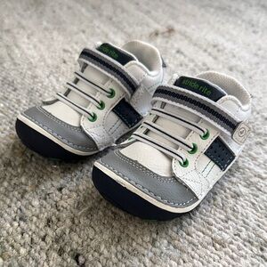 Stride Rite Gray and White Sneakers with Green Highlights